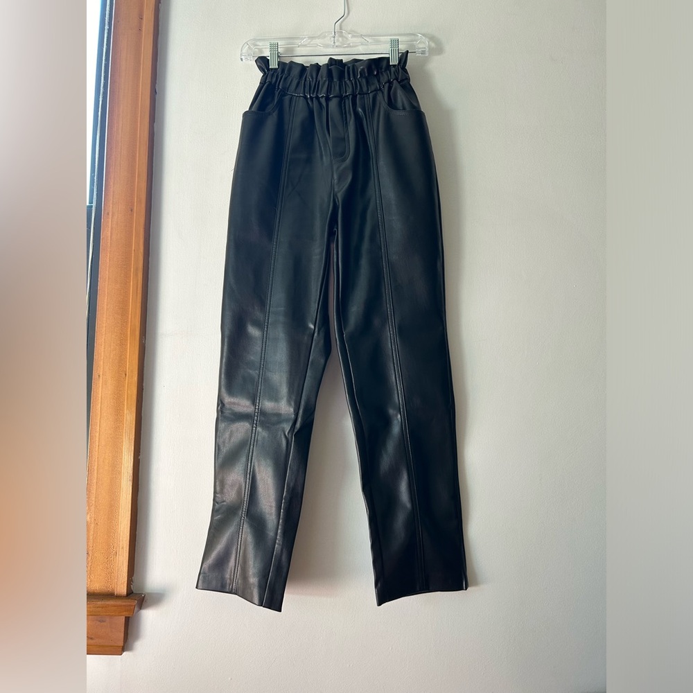 Paper bag leather pants